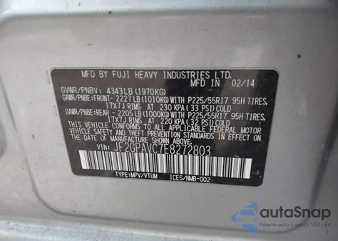 2014 Subaru Xv Crosstrek 2.0I Premium from USA, damaged, VIN JF2GPAVC7E8272803